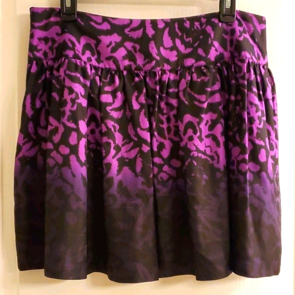 Kensie Purple Black Silk Mini Skirt Pleated Waist Party Skirt Size 10 NWOT - Picture 2 of 10